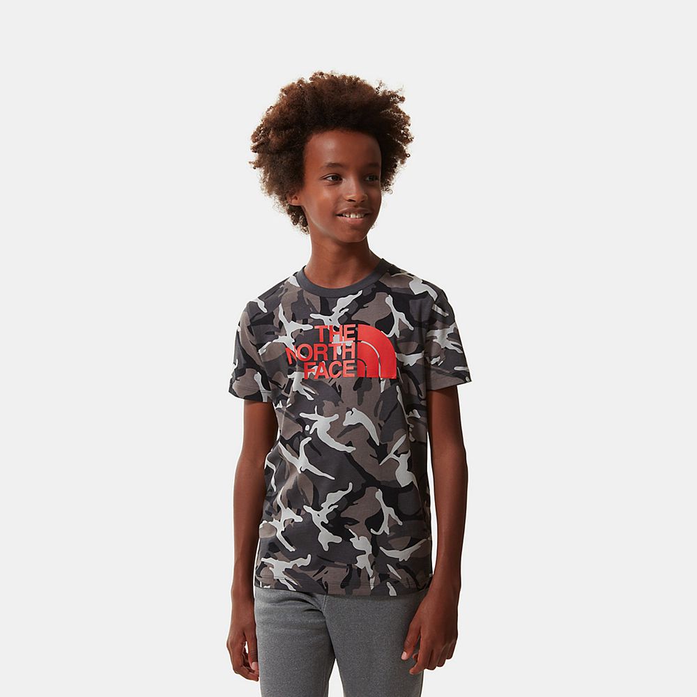 The North Face T-Shirts Youth Australia - The North Face Easy Short-Sleeve Grey Camo Print (EHD-5901